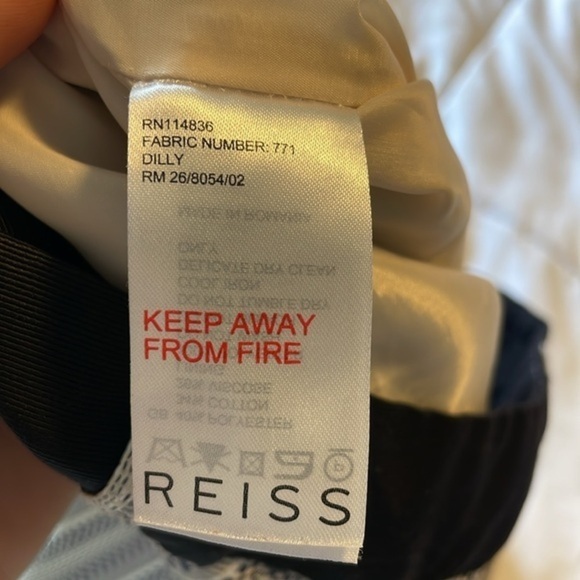 Reiss Dilly Straight Leg Trousers Women’s Size 4 High Waist Striped White Blue - Picture 8 of 9